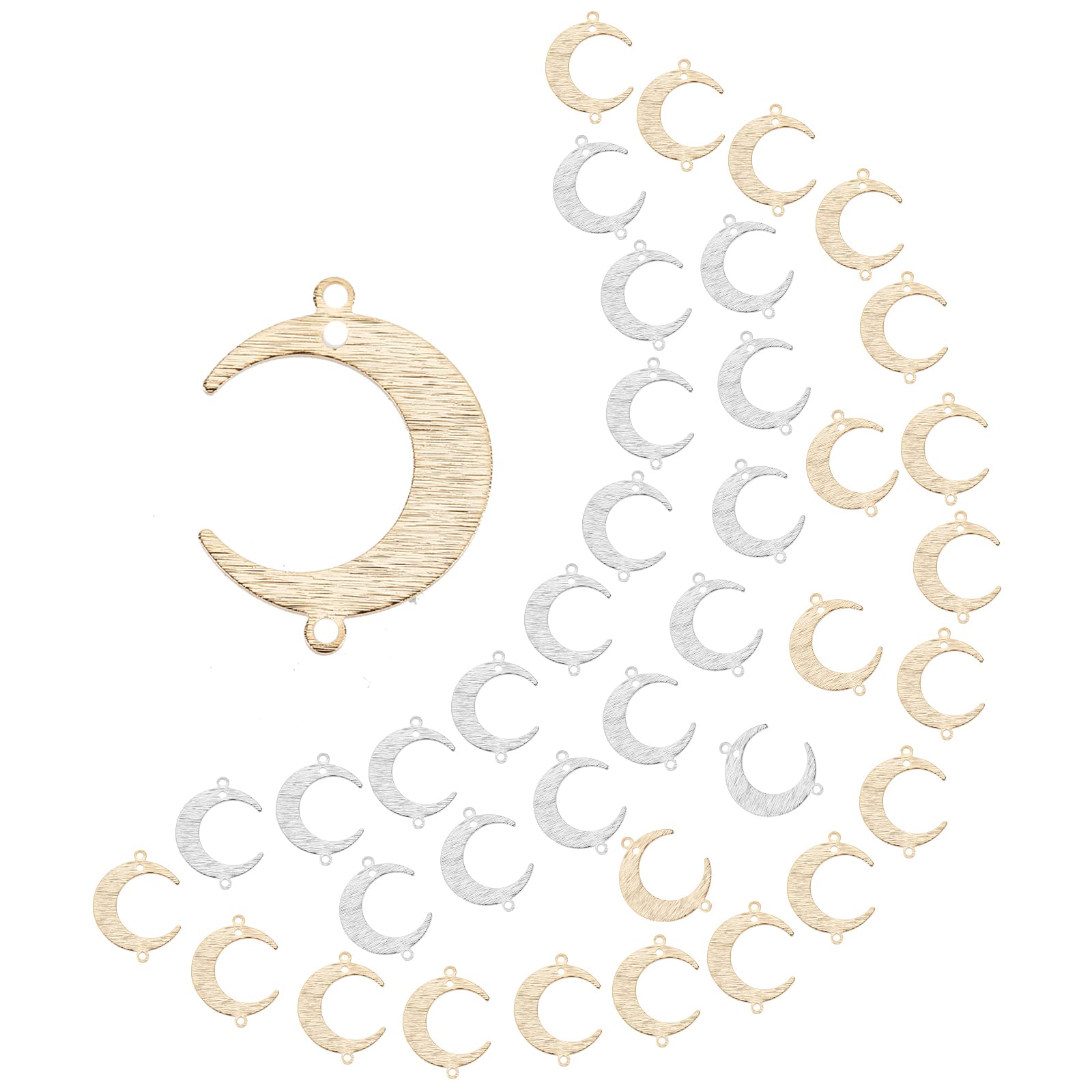PH PandaHallPH PandaHall 40pcs Moon Links & Dangle Crescent Moon Pendants, Brass Connector Charms for Christmas & Eid Mubarak Necklace, Bracelet, Earring & Keychain, Golden & Platinum