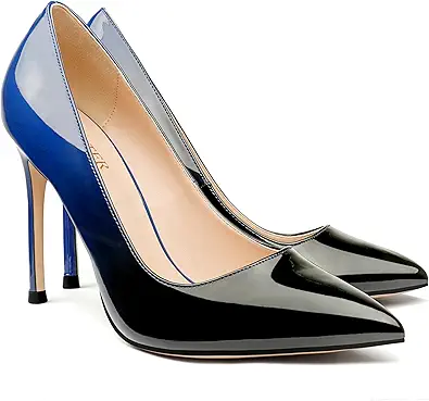 COLETER Women's 4 Inch Pumps Pointy Toe Wedding Dress Shoes Slip on Stiletto Pumps