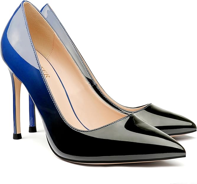 COLETER Women's 4 Inch Pumps Pointy Toe Wedding Dress Shoes Slip on Stiletto Pumps
