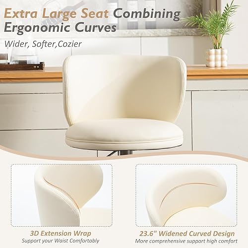 Miniatura 5 de Taburetes de bar ajustables de acero inoxidable giratorio con respaldo y reposapiés, sillas de bar tapizadas de cuero para el hogar, cocina, bar,