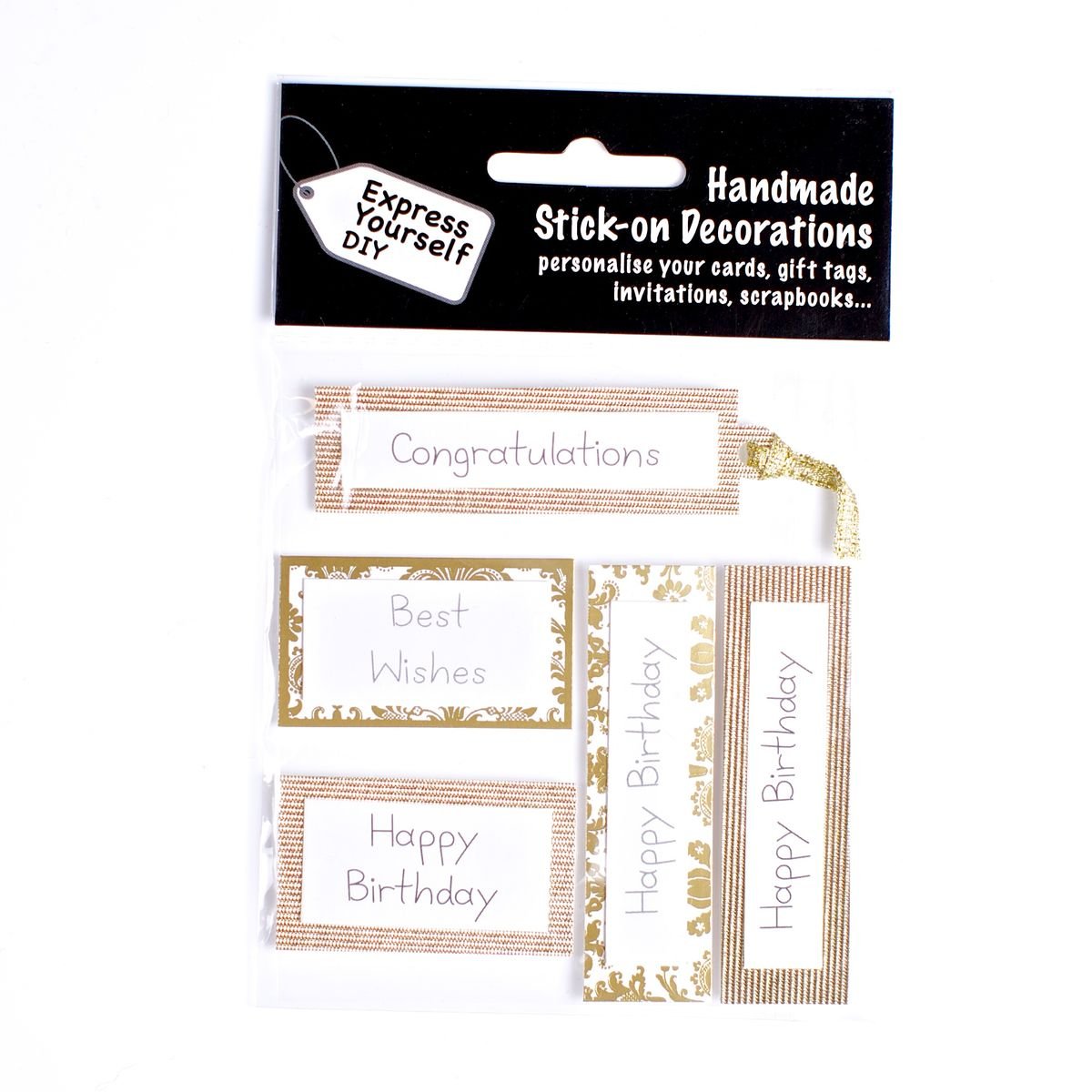 Express Yourself DIY, self Adhesive, Gold Birthday, Topper - Ideal for Card Making, Scrapbooking, Papercrafts, Childrens Crafts etc