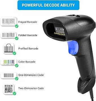 NetumScan USB QR Barcode Scanner Reader for Computers,Handheld Wired Automatic 1D 2D Image Bar Code Scanners for Inventory, Library, Store, Warehouse, Support PDF417 Data Matrix Scan