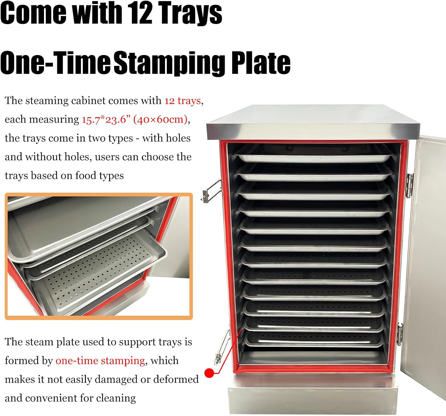 Commercial Electric Steaming Cabinet Intelligent Steamer Cabinet 12 Tray Commercial Electric Steamer Gas Multi-purpose Steam Warmer with 12 Trays for Cooking Food, 110V 12Kw