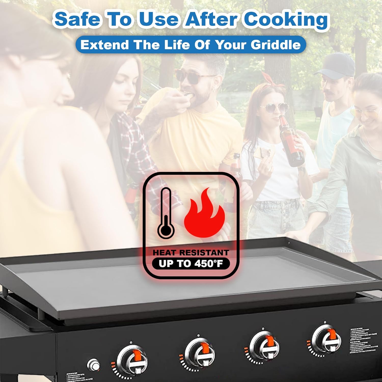 Food-Grade Silicone Grill Mat - Griddle Cover for Blackstone, A Protective Layer for Your Griddle Surface, Essential Blackstone Mat Griddle Accessory (36 Inch, Gray)