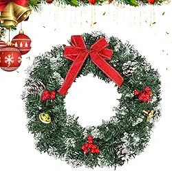 Guirlanda de Natal, Guirlanda com Bolas Vermelhas 40cm, Guirlanda de Natal com Vegetação Frutas Vermelhas