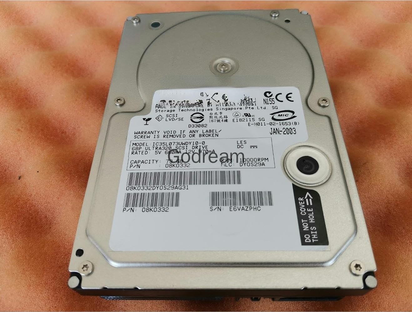 RKEBK for /IC35L073U Y10-0 73G 10K U320 68 Pin SCSI Hard Disk 08K0332