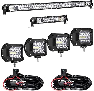 Frienda 8 Pcs 30, 15 Inch LED Light Bar Kit with 4 Inch LED Pods and 12 V Wiring Harness Kit Double Row Utv Truck Light Bars for Trucks ATV Utv SUV Pickup Boat