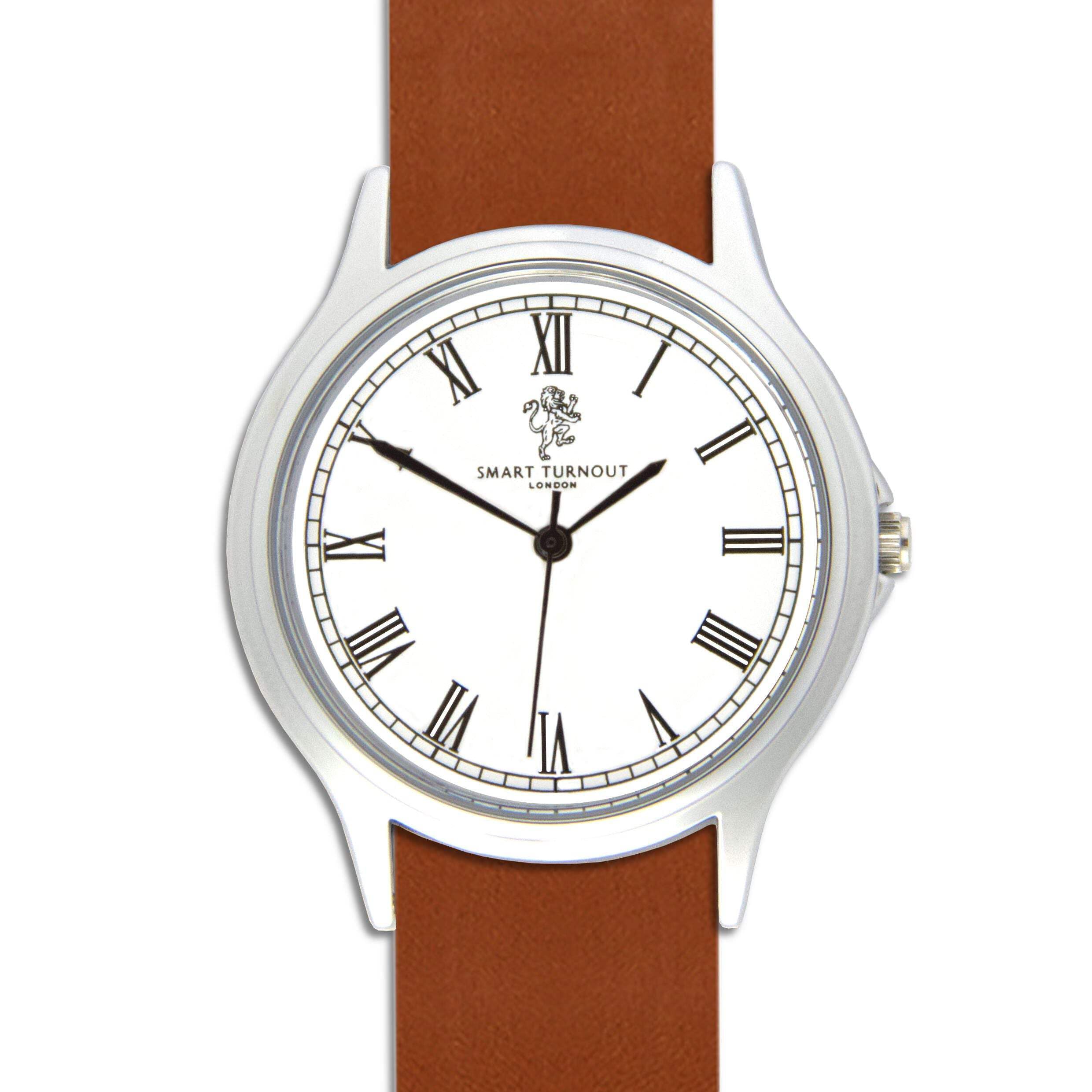Smart Turnout Equerry Watch, correa de reloj NATO de cuero marrón
