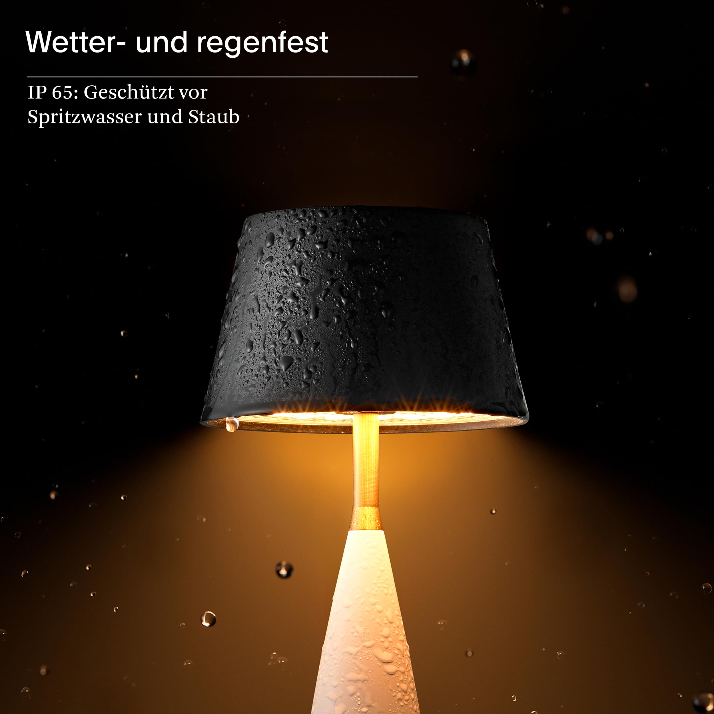 SIGOR Thala - Dimmbare LED Akku-Tischlampe Indoor & Outdoor, Leuchte des Jahres 2025 2. Platz, IP65 spritzwassergeschützt, Höhe 23,7 cm, aufladbar per Ladestation, 7 h Leuchtdauer, keramikweiß/schwarz