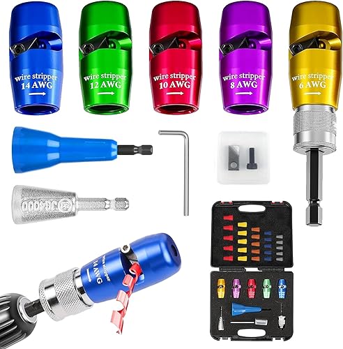 Juego de pelacables estándar de EE. UU. para taladro, pelacables eléctricos multifunción 9 en 1 y tornador de alambre para electricista profesional