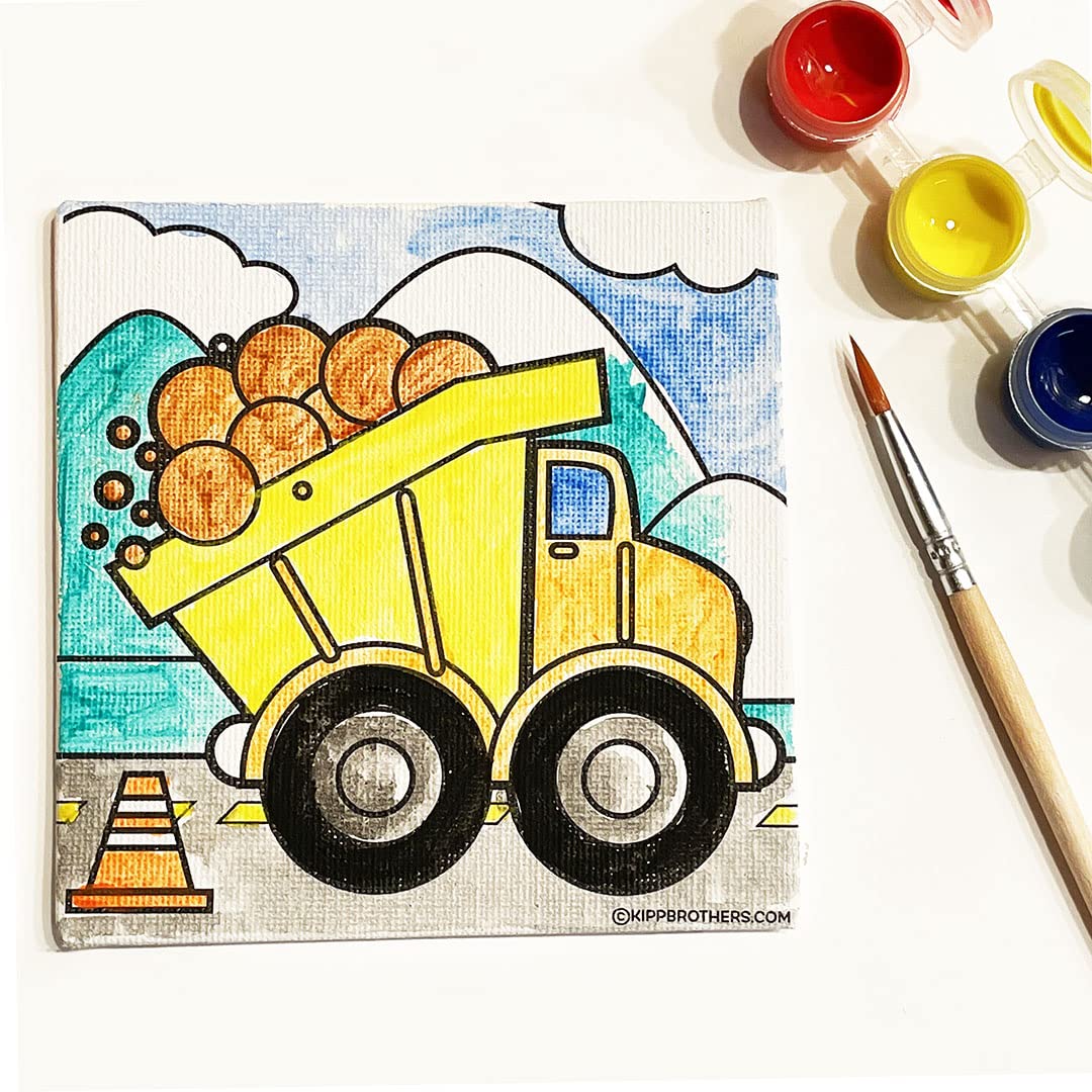 Kipp Brothers Mini Canvas and Paint Set (Construction-Themed Art Kit)