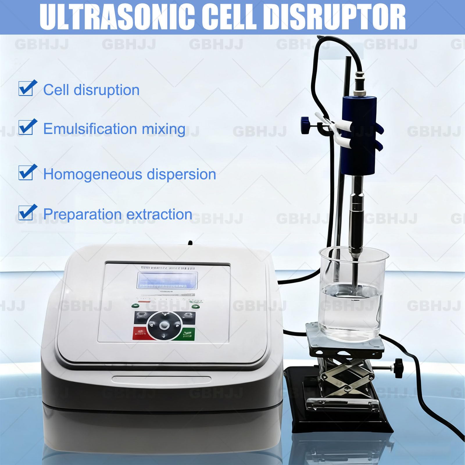 800 W Ultraschall-Prozessor,Zelldisruptor-Mischer,Ultraschall-Homogenisator, Ultraschallprozessor, Labor-Dispergier-Emulgator, Arbeitsfrequenz 20 kHz, Verarbeitbare KapazitäT <600 Ml 8mmprobe
