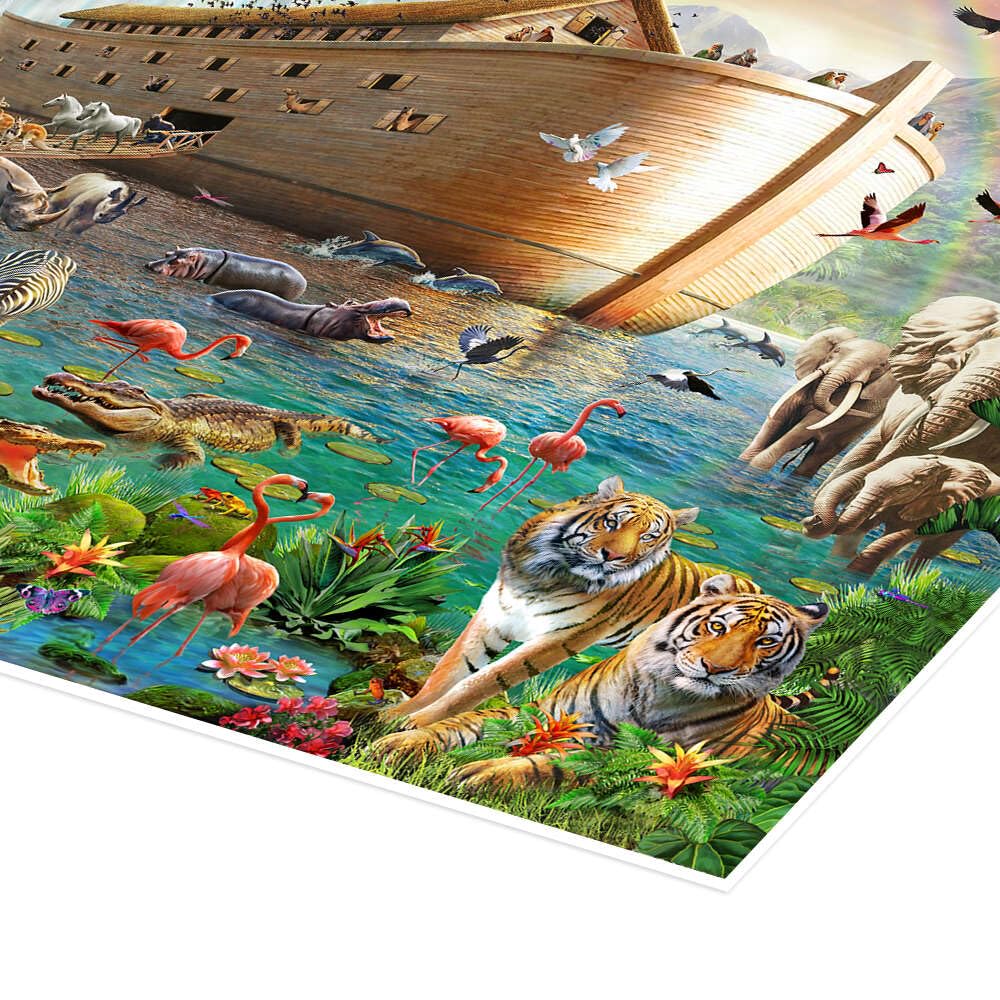 Plaque Murale En Métal Arche De Noé - 30 X 20 Cm - Multicolore - Neuf