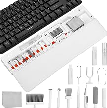 22-in-1 Keyboard Cleaning Set with Wrist Rest Soft Elastic Material, Headphone Cleaning Set for AirPods, Compact Design PC Cleaning Kit Accessories for Tablet, Mobile Phones (White)