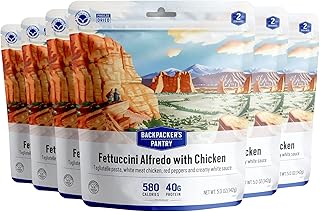 Backpacker's Pantry Fettuccini Alfredo with Chicken - Freeze Dried Backpacking & Camping Food - Emergency Food - 40 Grams of Protein - 6 Count