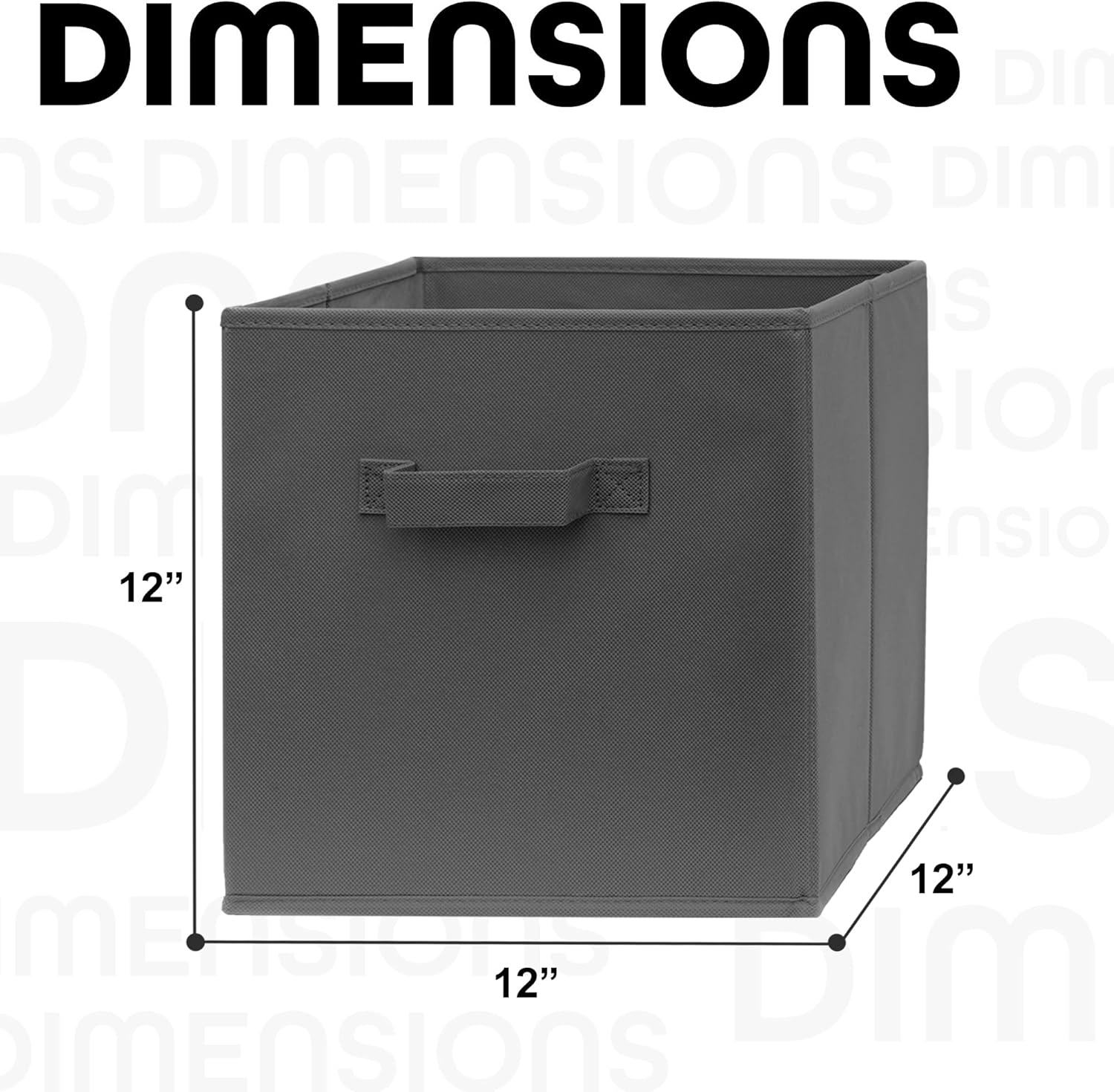 Pomatree 12x12x12 Inch Storage Cubes - 6 Pack - Fabric Cube Storage Bins | Dual Handles, Foldable | Home, Kids Room, Closet and Storage Basket Bin Organizers (Dark Grey)
