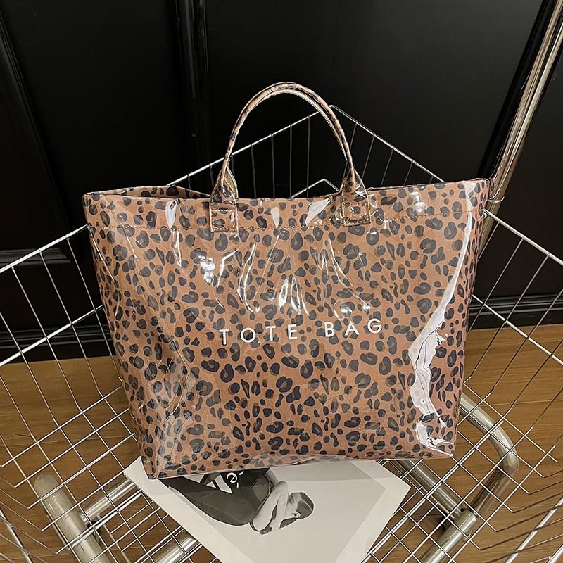 Image of PVC Tote Bag for Women Waterproof Plastic Jelly Tote Letter Print Hobo Handbag for Beach, Pool, Travel, Gift