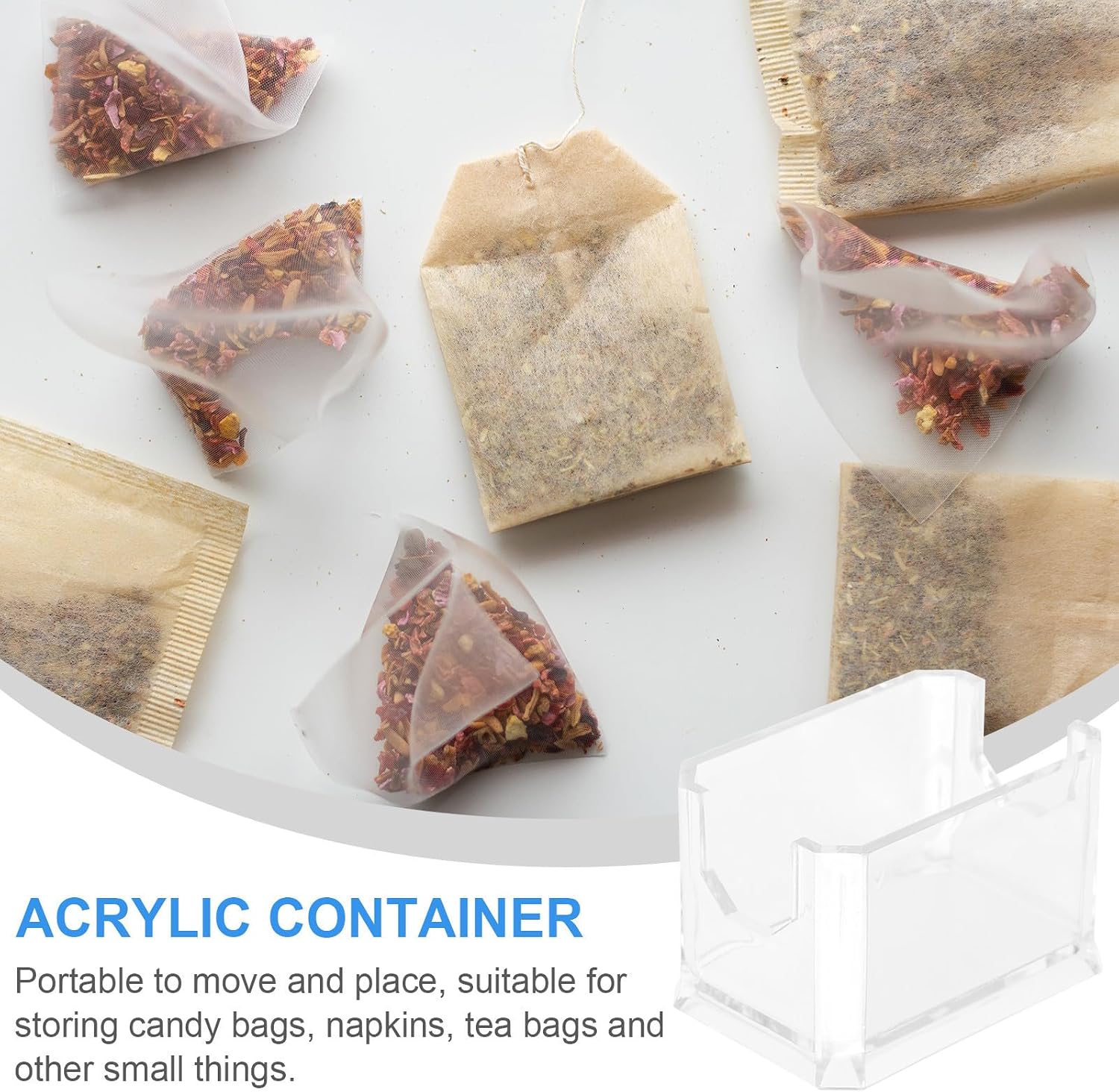 Acrylic Sugar Packet Box and Tea Bag Organizer 2pcs Set Storage Container for Hotel Rooms, Restaurants, Coffee Bars, Sturdy Kitchen Sundries Bin