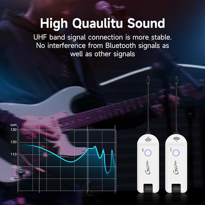 Sistema inalámbrico para guitarra GTRS GWU4 4 canales recargable miniatura 6