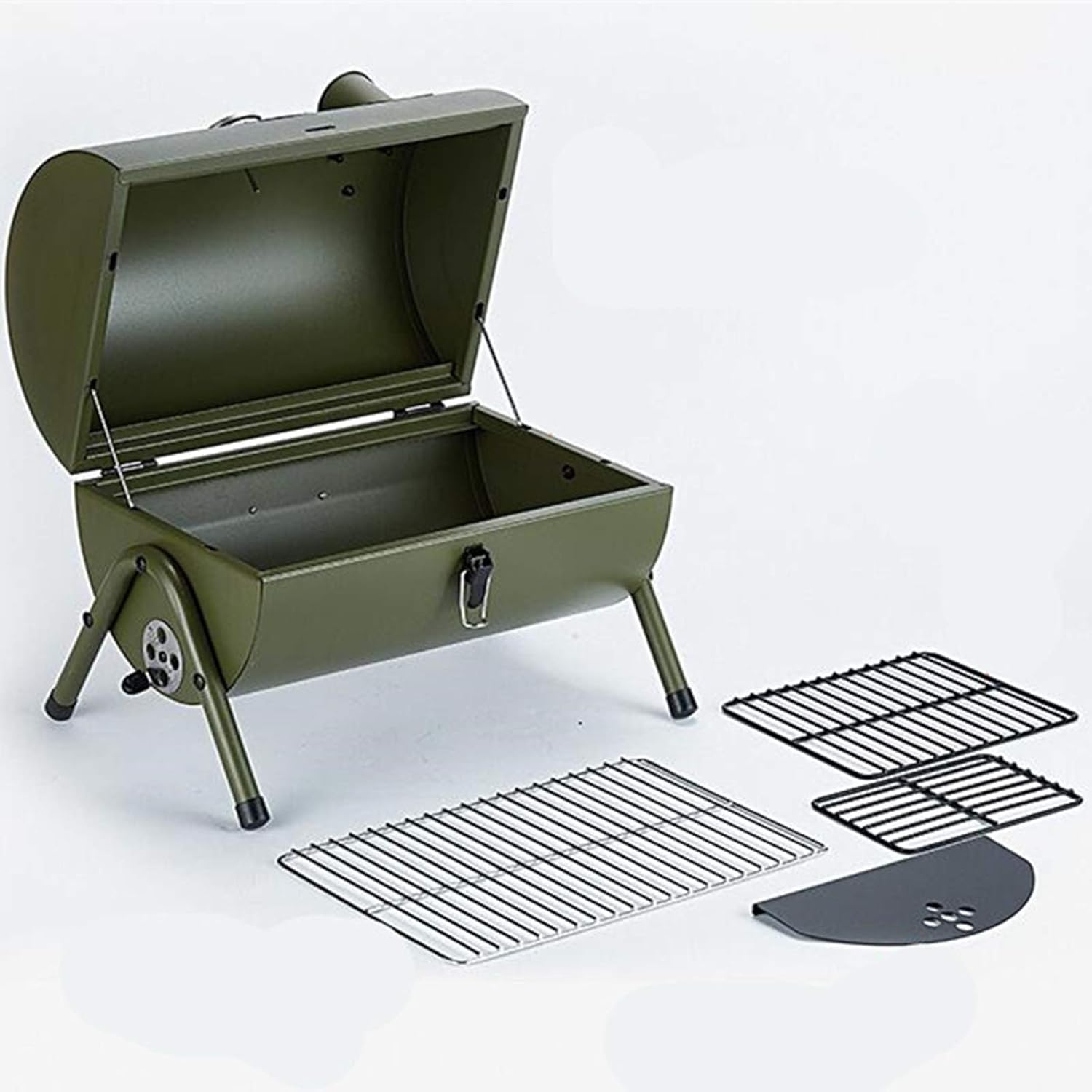 Barbecue Grill Portable Iron BBQ Grill Stove Outdoor Camping Charcoal Stove with Vent Barbecue Burning Grills Charcoal Barbecues (Color : Red, Size : 30x45cm) (Green 42x29x37cm)