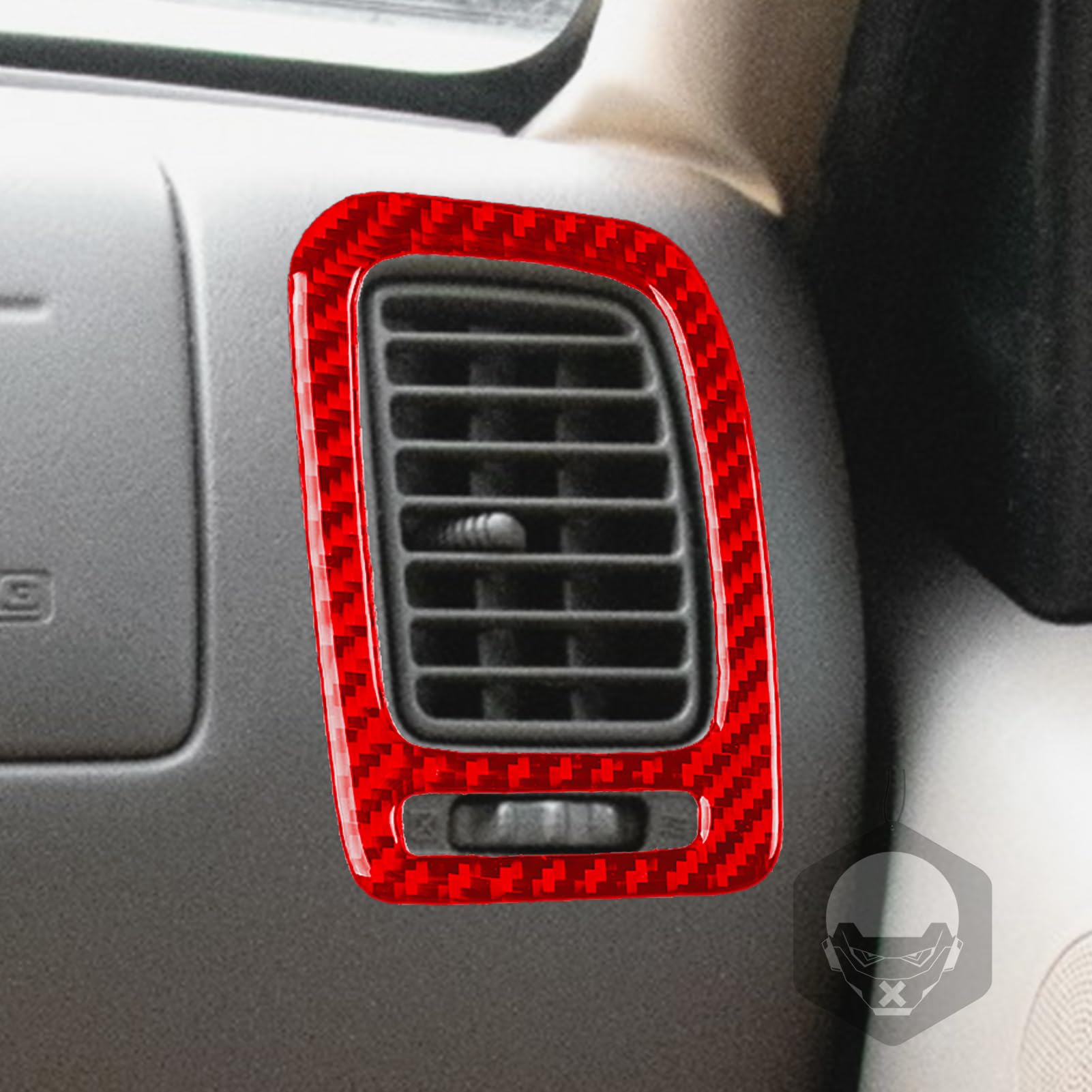 PJFUS Real Carbon Fiber Car Co-Pilot Air AC Vent Conditioner Outlet Frame Soft Sticker Compatible with 2001-2004 Toyota Tacoma Special Edition Only Auto Premiun Interior Accessories red