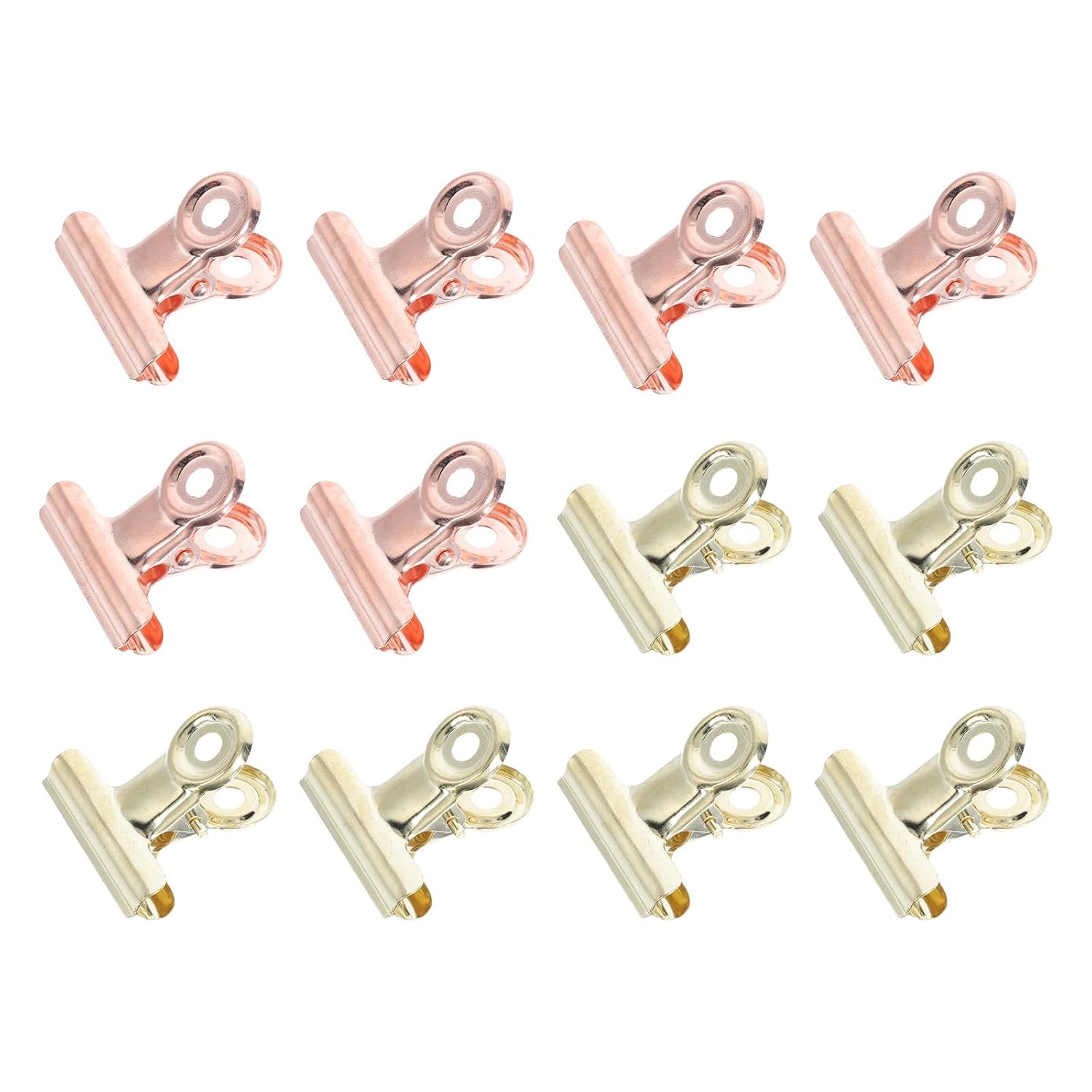 FAVOMOTO 12pcs Nail Extension Clamps Metal DIY Fingernail Clips with Gold and Rose Gold Colors for Manicure Nail Tip Holding in Salon and Home Use