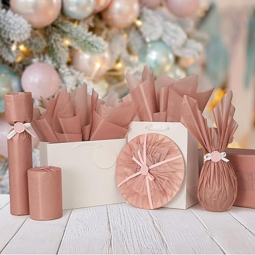 Miniatura 2 de UNIQOOO 100 hojas de papel de regalo de seda de color oro rosa metálico de 20 x 14 pulgadas, ideal para bolsa de regalo, accesorio de envoltura de