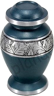 Esplanade Metal Cremation Mini urn Keepsake Memorial | Small urn for Ashes Funeral Burial Container jar Pot | Color - Navy Blue -4.5 Inches