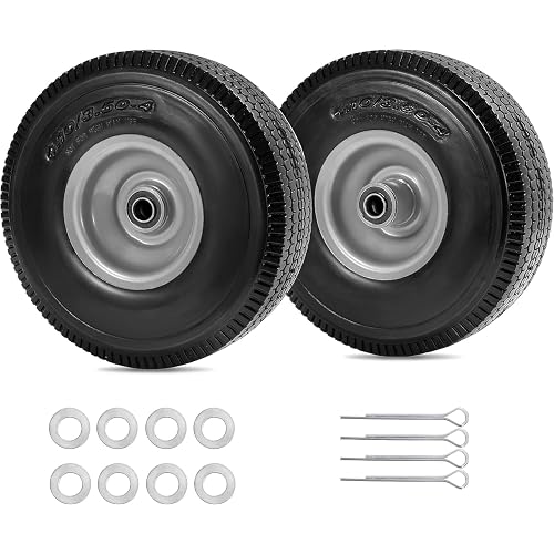 Parts Camp 4.10/3.50-4 Flat Free Tire and Wheel 10" Solid Wheelbarrow Tires