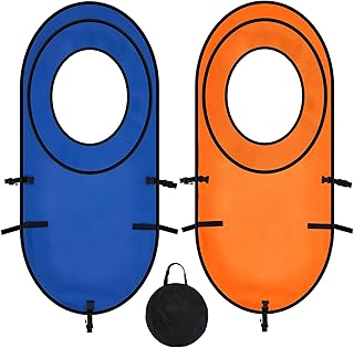 2pcs Large Pop up Tennis Targets Detachable Training Rings 600d Oxford Cloth Tennis Serve Training Aid with Carry Bag, Blue/Orange