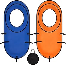 2pcs Large Pop up Tennis Targets Detachable Training Rings 600d Oxford Cloth Tennis Serve Training Aid with Carry Bag, Blue/Orange