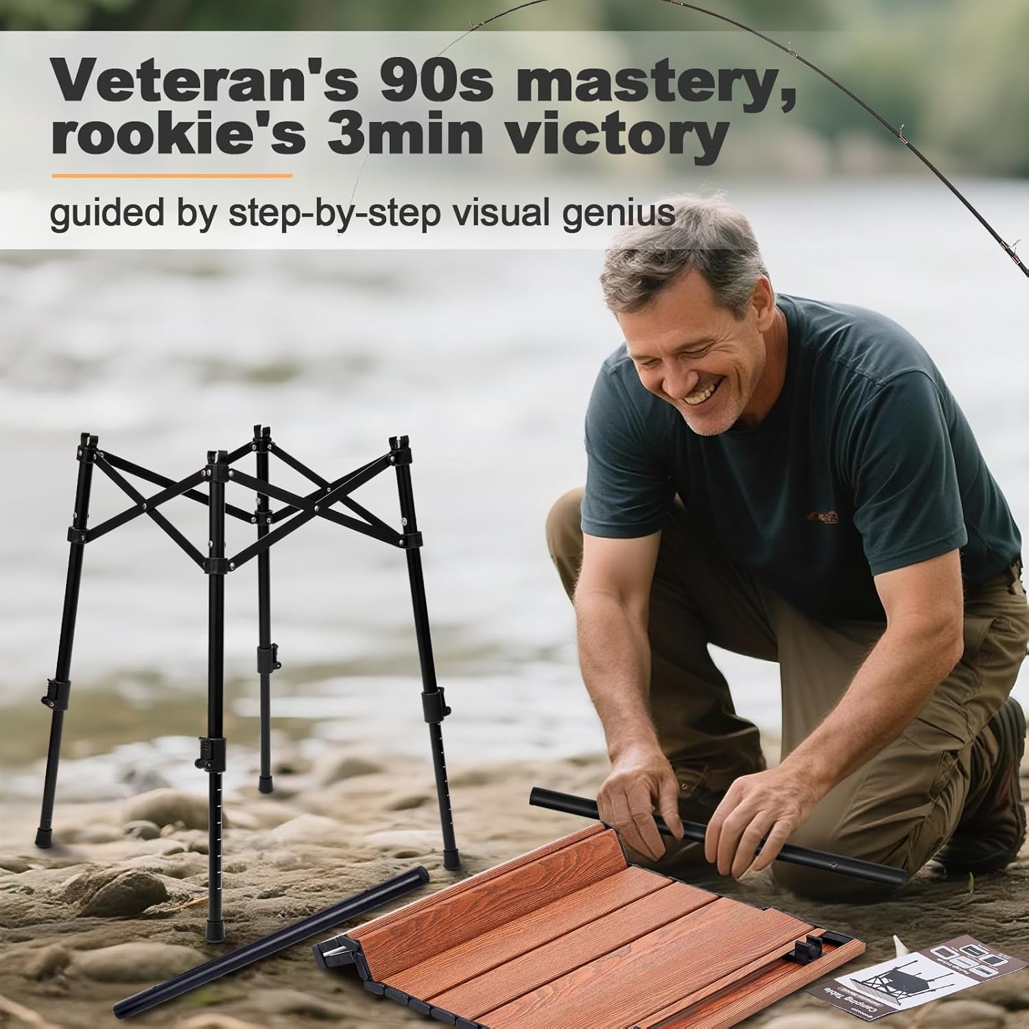 Odoland Portable Camping Table, 18.31" x 16.54" Adjustable Height Large Folding Beach Table with Storage Bag for Outdoor Camp, Cooking, Picnic, Travelling, Backyards, Fishing