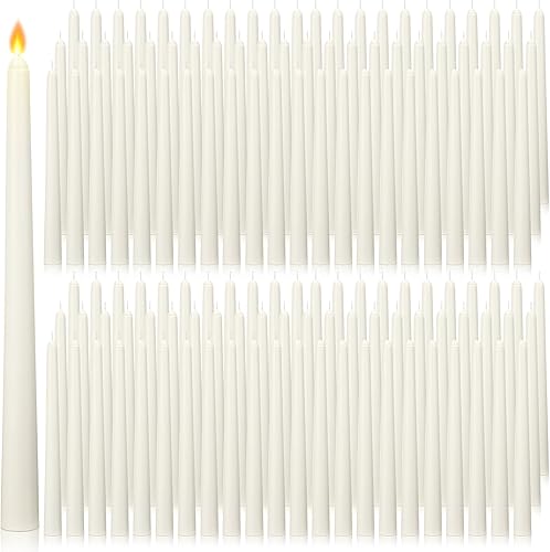 48 velas cónicas sin goteo de 10 pulgadas, sin humo, sin perfume, cera de parafina de larga duración con mechas de algodón, velas para decoración de