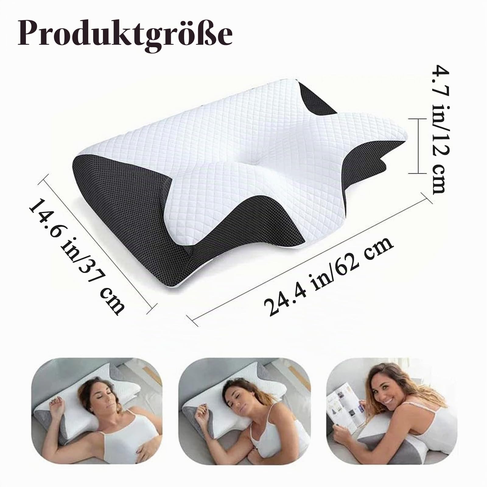 Ergonomisches Nackenkissen, Orthopädisches Kopfkissen mit Konturierter Unterstützung, Memory Foam Kissen, Nackenstützkissen für Seiten, Rücken & Bauchschläfer, Seitenschläferkissen Erwachsene (A)