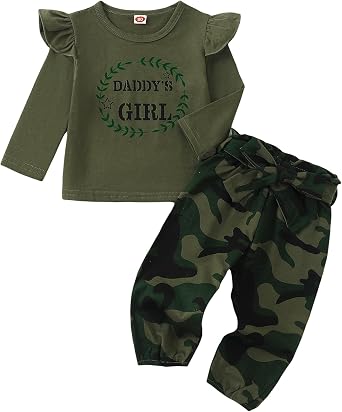 Mikrdoo Toddler Baby Girl Clothes Ruffle Long Sleeve Fall Winter Outfits