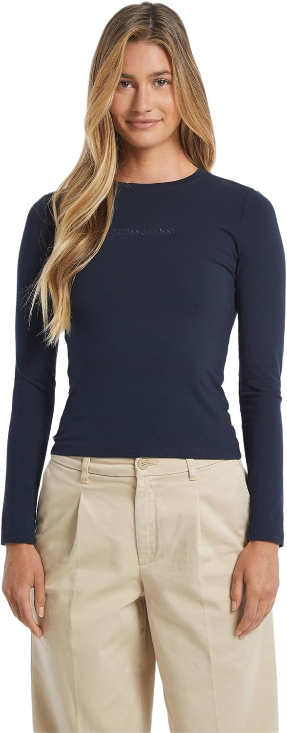 GUESS Slim Embroidered Long-Sleeve Tee