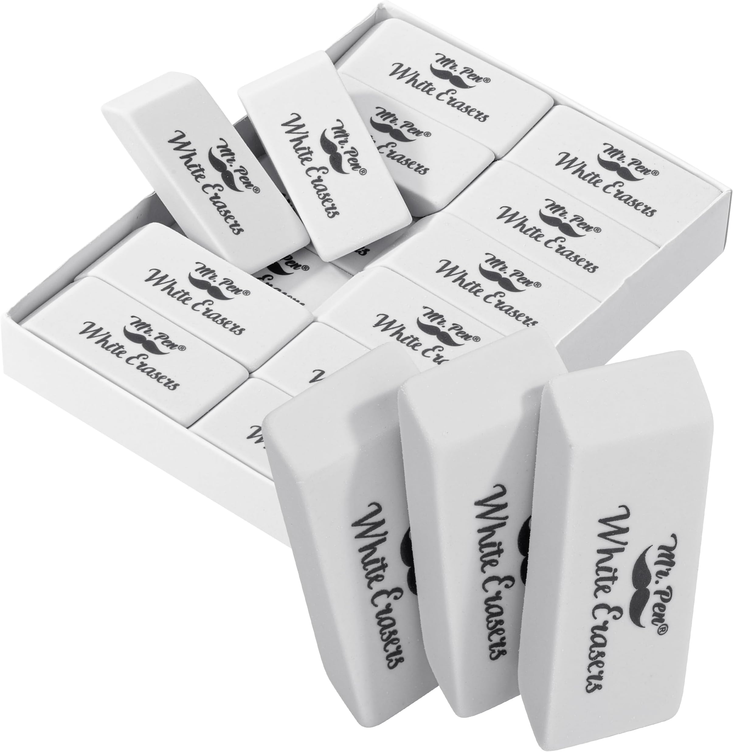 Mr. Pen- White Pencil Eraser, 12 Pack, Large Latex Free Block Erasers for School, Office, Art Sketching, Homework, Exams, Clean Smudge-Free Correction