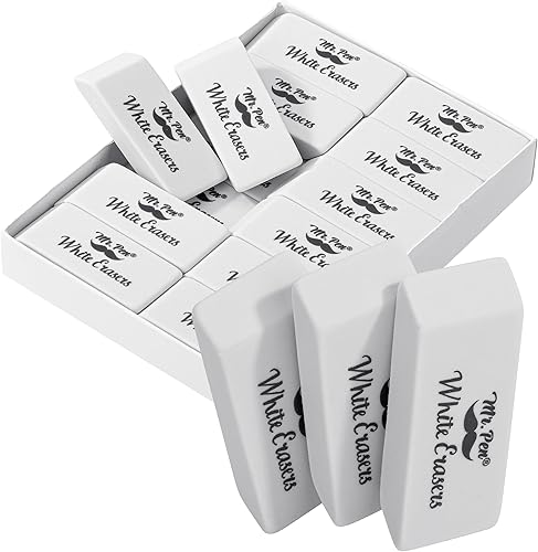Mr. Pen - Borradores, borradores de lápiz, paquete de 12, borradores blancos, borrador, lápiz de borrador