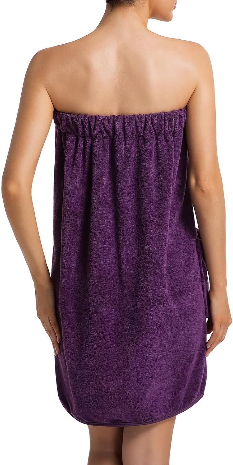 Women Shower Wrap Towel Lightweight Bath Body Spa Wrap Adjustable Closure Bathrobe - Image 4