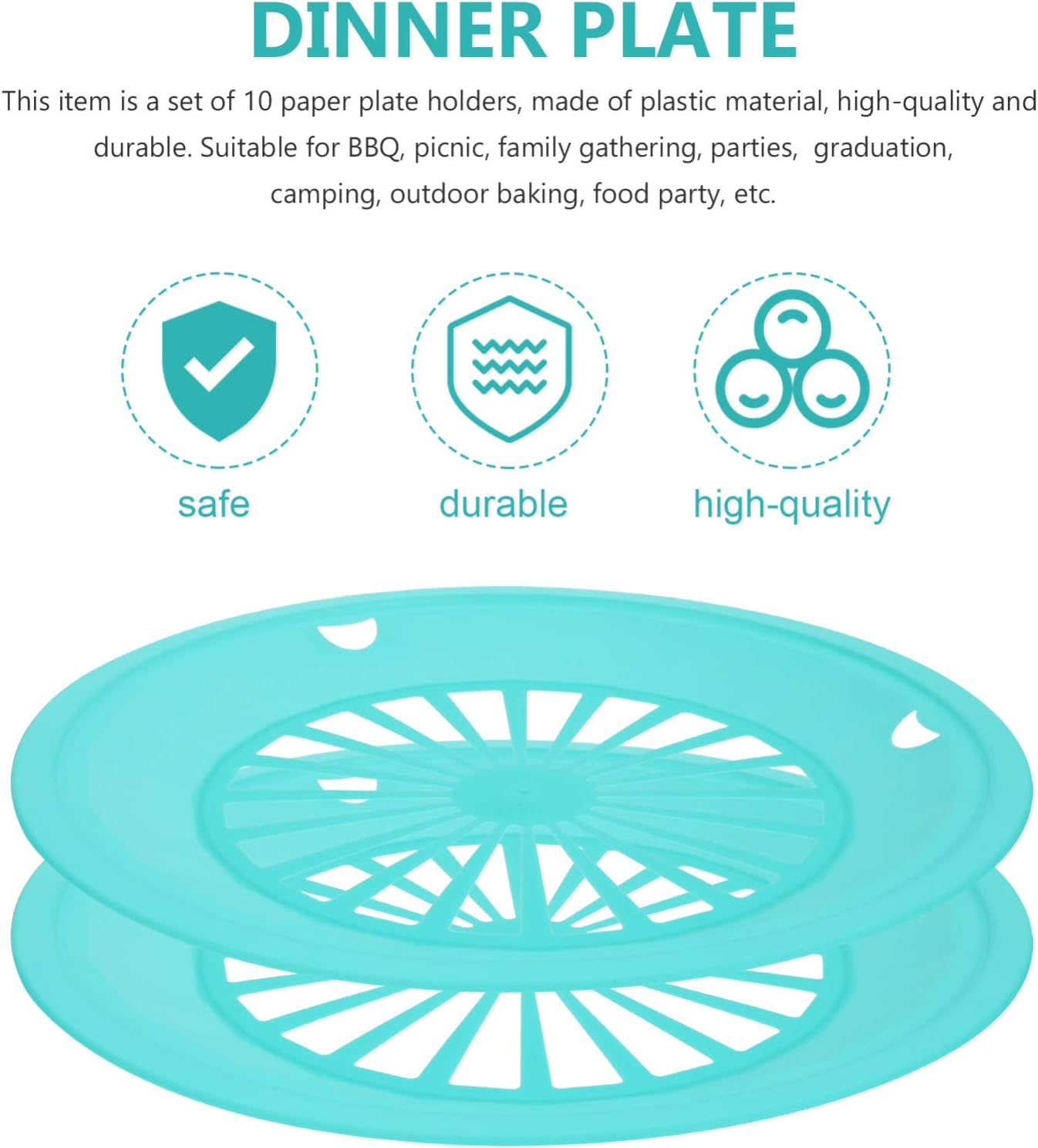 Yardwe 10Pcs Plastic Paper Plate Holders Reusable Plastic Holders Round