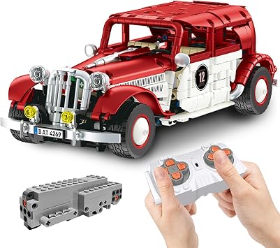 ZenithFlow Vintage Cars Building Kit for Adults, MOC Classic Retro Car Model with Remote Control, Antique Collectible Display Decorations Building Toys Gifts for Men Women 916 PCS 14+