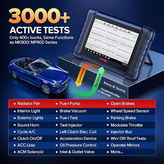 Autel Scanner MaxiCheck MX808S, Bidirectional OBD2 Scan Tool 28+ Service