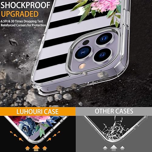 Miniatura 3 de LUHOURI Funda para iPhone 15 Pro Max con protector de pantalla - Funda duradera transparente - Diseños de moda para mujeres y niñas - Funda
