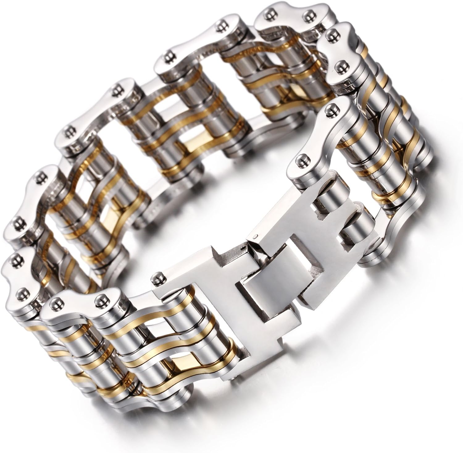 BMART Men's Bracelet Motorcycle Chain Bracelet Mechanical Bracelet Bicycle Chain Bracelet 316L Stainless Steel Silver Chain Bracelet