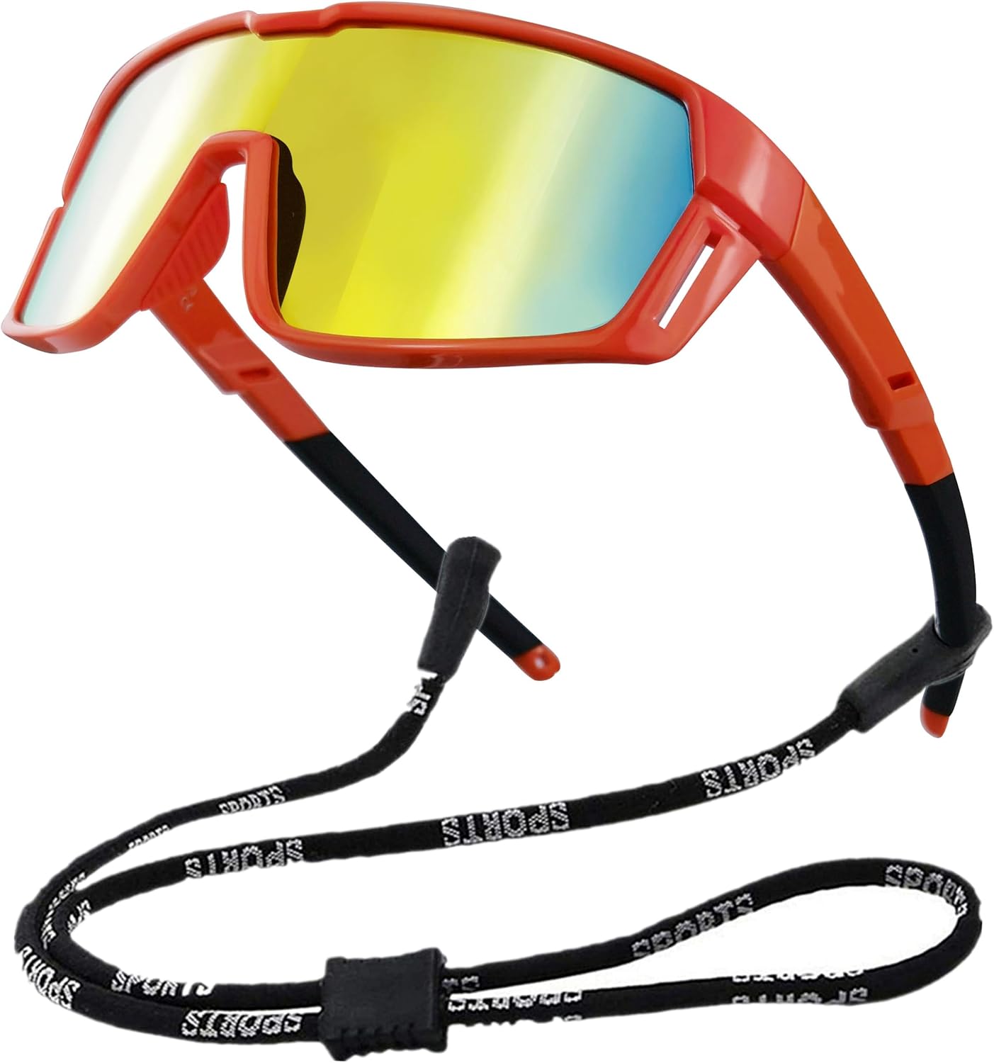 COOLSOME Youth Kids Baseball Sunglasses with Strap Flexible Polarized Softball Cycling Sport Sunglass for Boys Girls Age 6-12