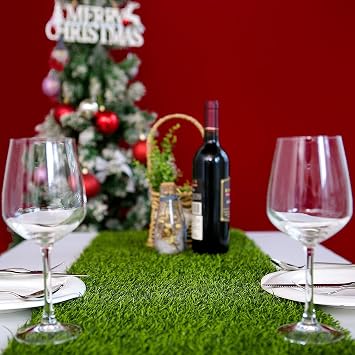 Artificial Grass 14 x 48 inch Table Runner, Perfect for Spring, Fall Holidays, Parties, Catered Presentations, Baby Showers, Birthdays, Candy Buffets, Restaurant Decoration, Dessert Tables, Wedding