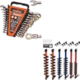 HORUSDY SAE Flex-Head Ratcheting Wrench Set with Organizer