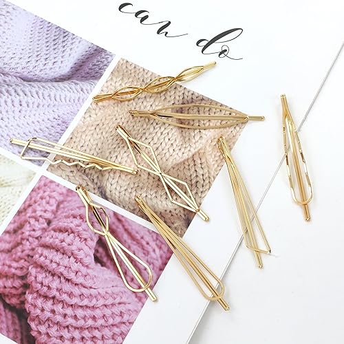 Miniatura 7 de Cinaci Paquete de 40 pinzas para el cabello de 8 estilos, simples y lisas, antideslizantes, de metal dorado, pasadores, accesorios para el cabello