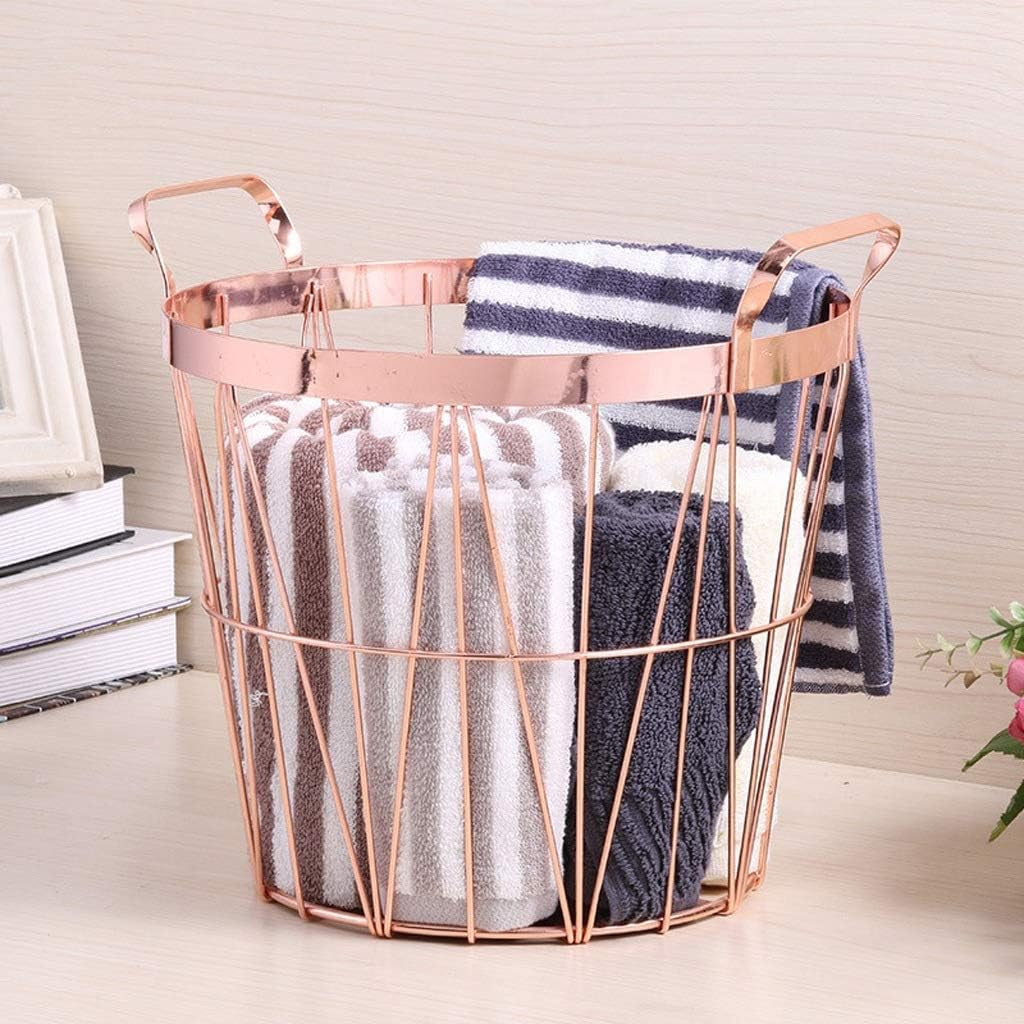 Metal Iron Nordic Style Dirty Clothes Storage Basket Organizer for Bedroom Living Room Laundry Room
