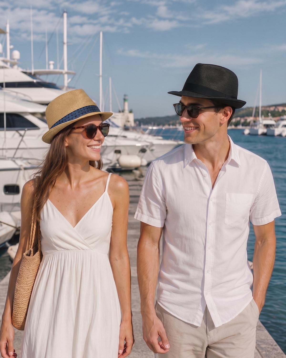 Feng Shui， Sombreros para el Sol S/M/L/XL/XXL Sombrero de Paja Sombreros Grandes Fedora Trilby Verano Protección UV UPF+ Sombrero de Jazz Cubano para Viajes de Vacaciones en la Playa